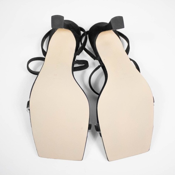 Good American Black Suede Strappy Slingback High Heels Square Toe Womens 10 - Picture 7 of 7